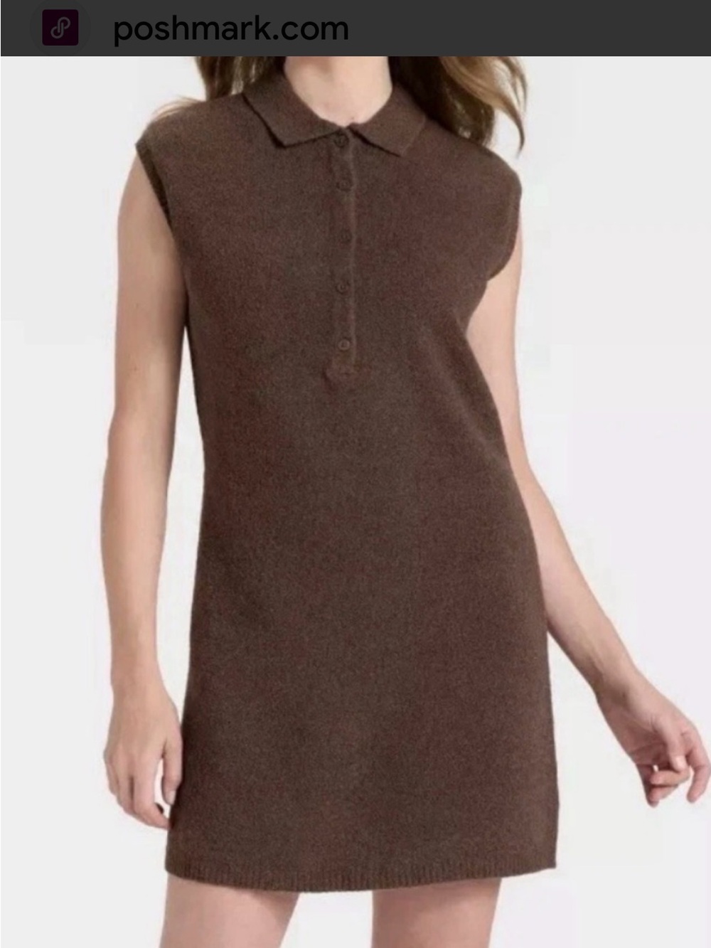 Universal Thread Brown Sleeveless Polo Knit Tunic Dress
